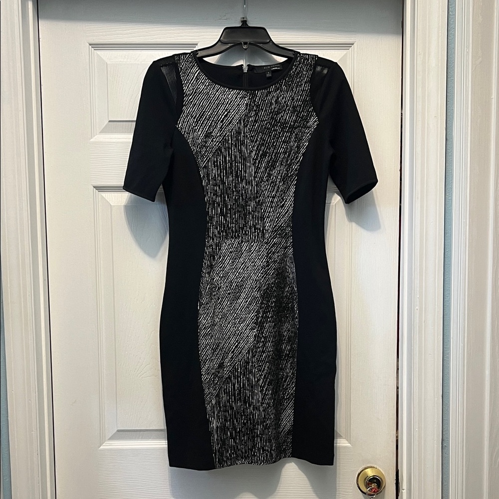 Elie Tahari Black and White  Patterned Mini Dress
